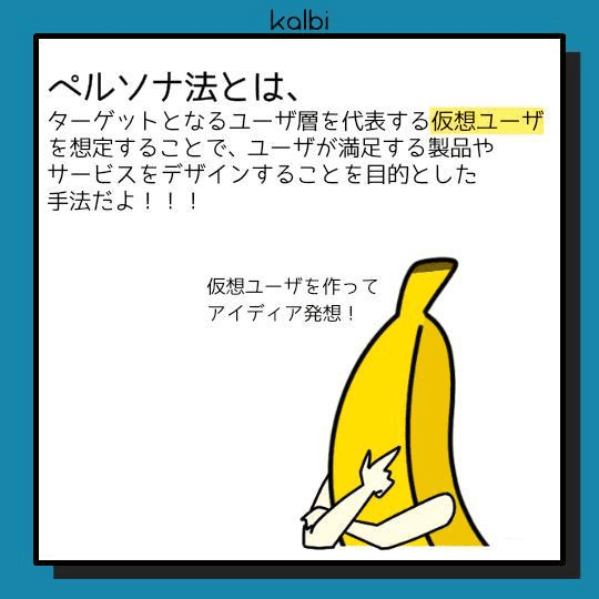 デザイン対象について、ターゲットとなるユーザ層を代表する仮想ユーザの使用状況を想定することで、ユーザの満足度を高めるアイデアを発想する手法