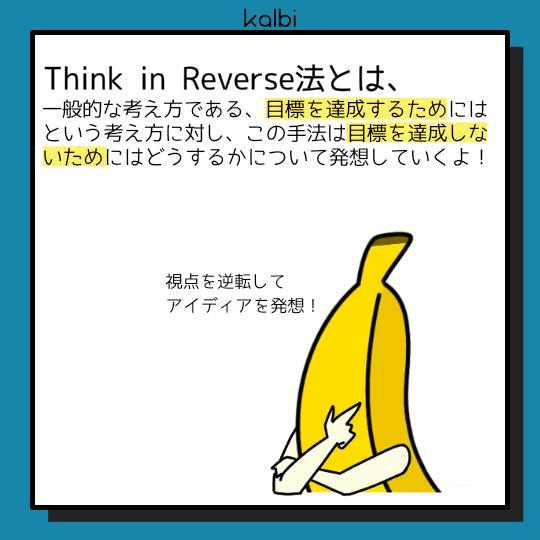 デザイン目標に対して、あえてそのデザイン目標を達成しない手段を挙げることで、逆説的に目標達成のための手段を発想する手法