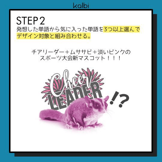 発想した単語から気に入った単語を3つ以上選んでデザイン対象と組み合わせる。